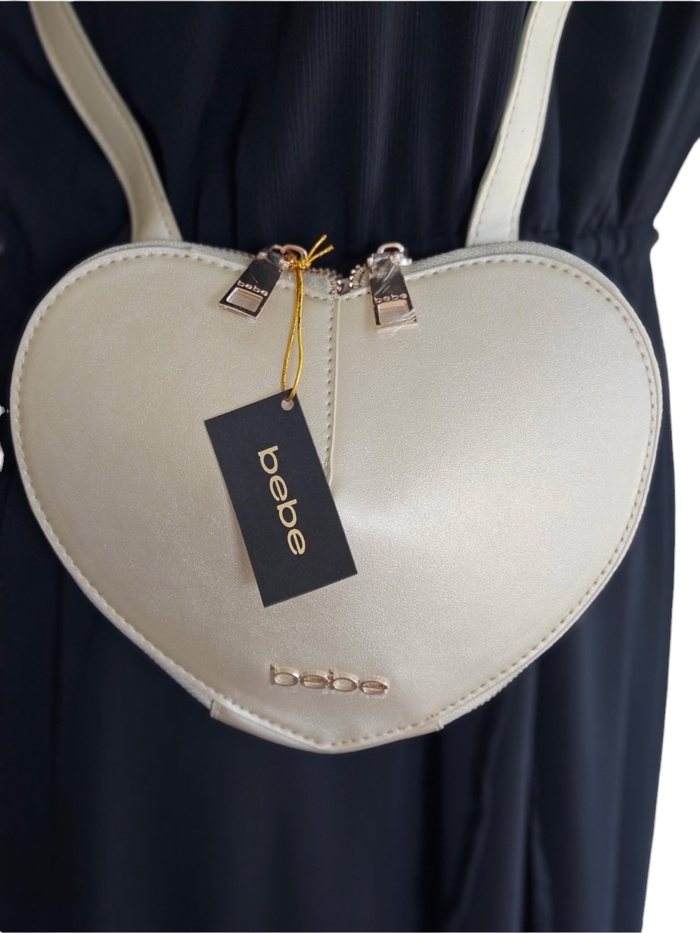 NWT Bebe Malou Heart Crossbody Bag – Metallic Gold - Picture 6 of 7